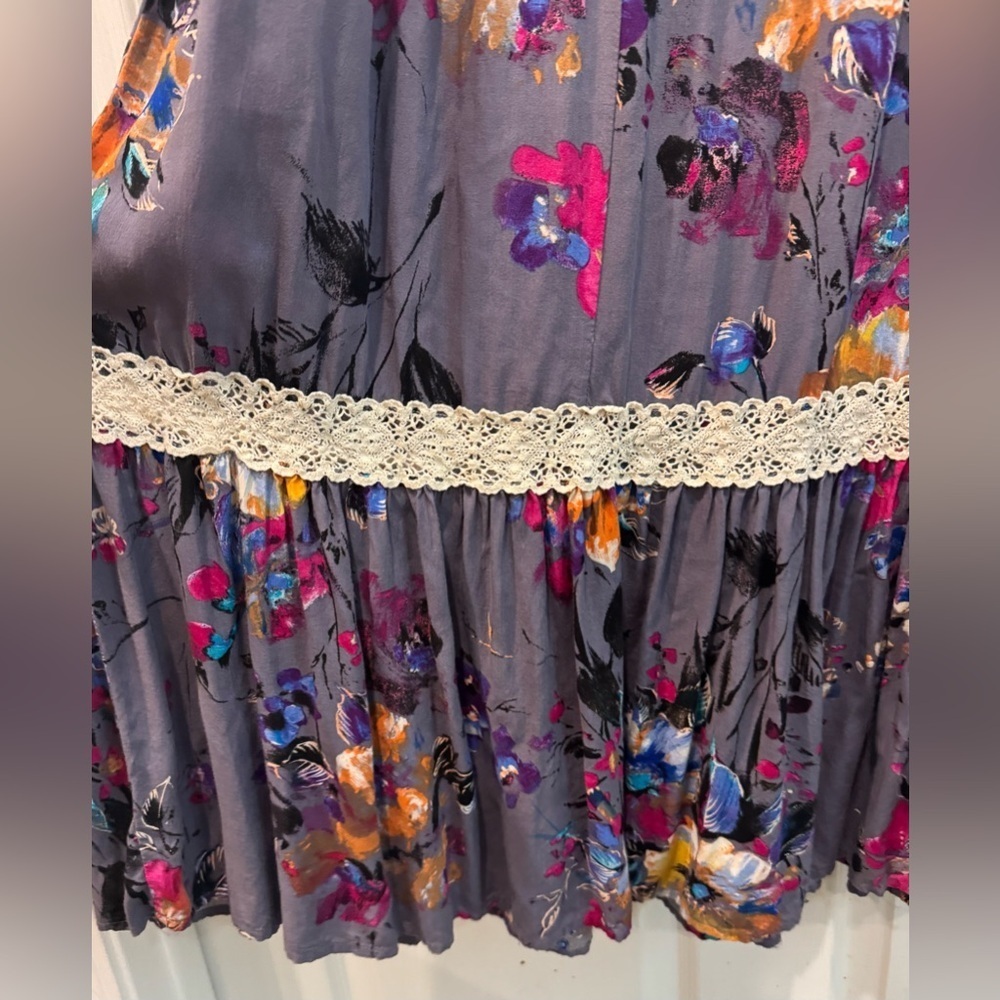 Umgee Maxi Off Shoulder Purple Floral Dress Size Small - Picture 5 of 9